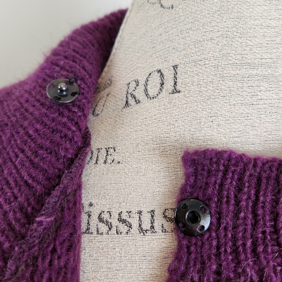 60s Purple Cardigan Sweater Coat Kimlon - Picture 13 of 14